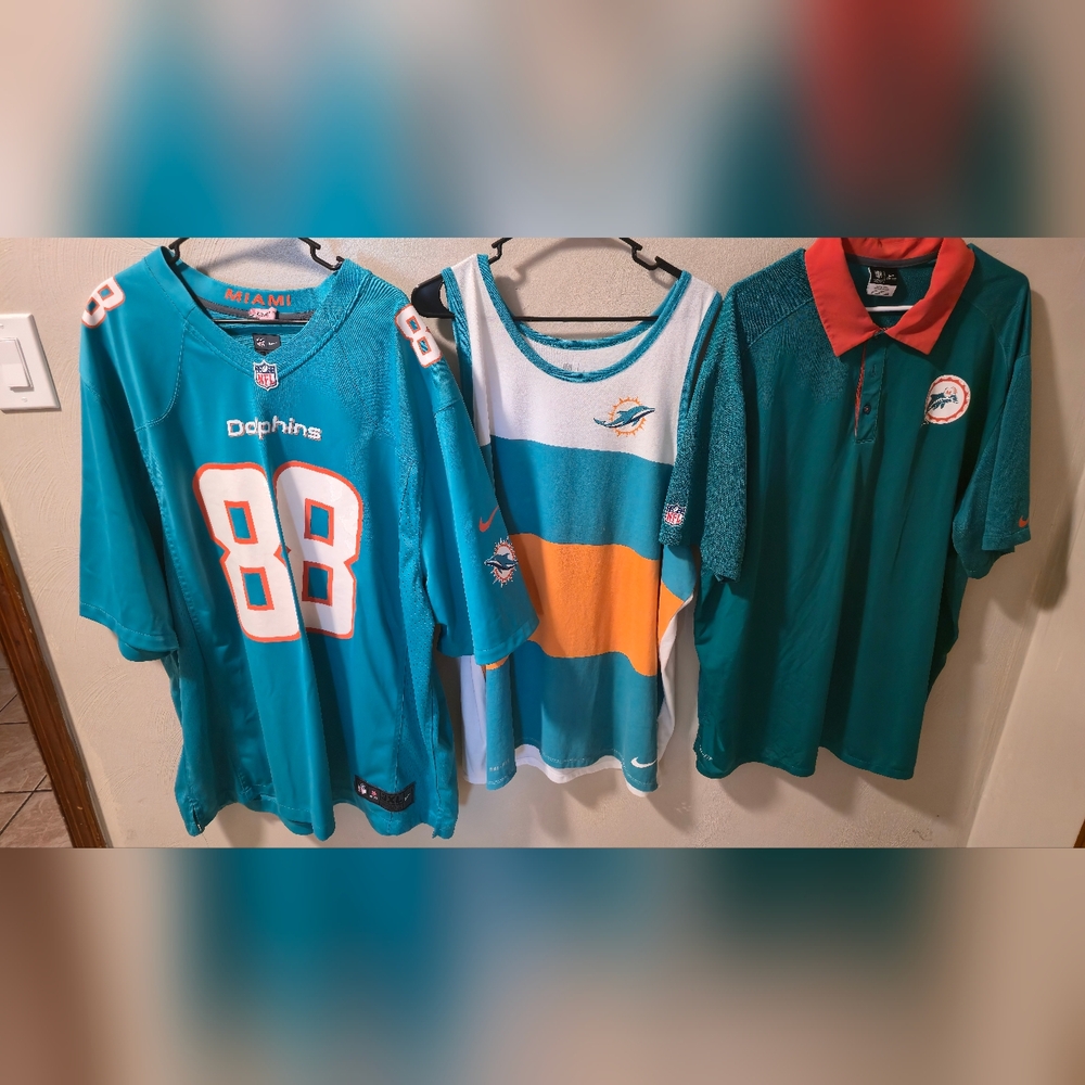 Miami Dolphins Jersey, Polo, and Tank – Like New!